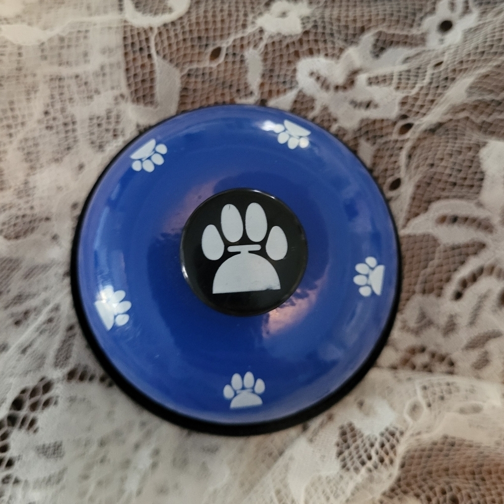 Blue Pet Training Bell with Paw Print Design